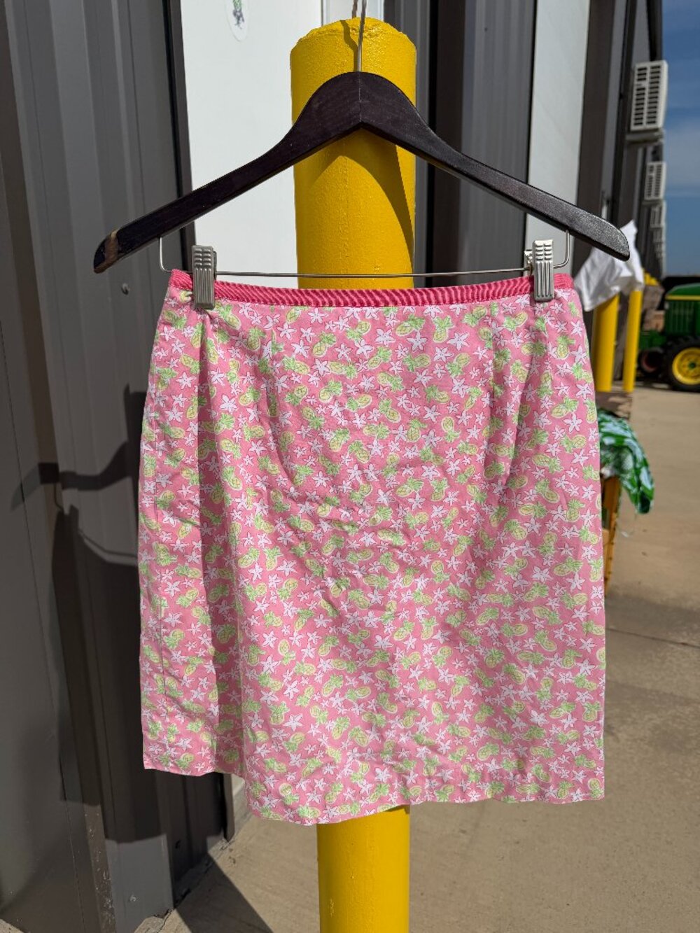 Lilly Pulitzer Pink Pineapple Floral Print Cotton Skirt Size 10 Vintage Y2K